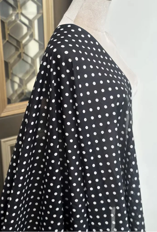 1 meter X 1.3 meter Black White Polka Dots Fabric Natural Silk Cotton Material