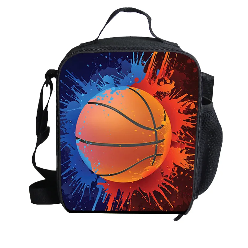 Basketball printed lunch bag, insulated bag, bento bag, handbag, children's outdoor crossbody bag