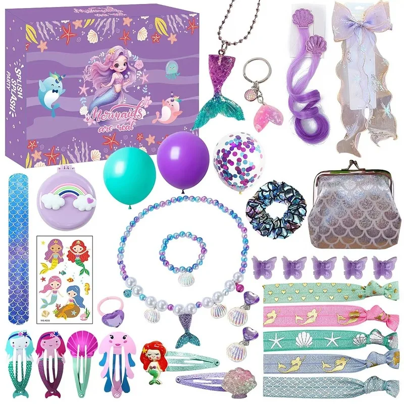 Cross Hot Purple Mermaid Girl Dress Up Jewelry Diy Set Jewelry Blind Box Toy Mystery Box Girl Surprise Birthday Gift