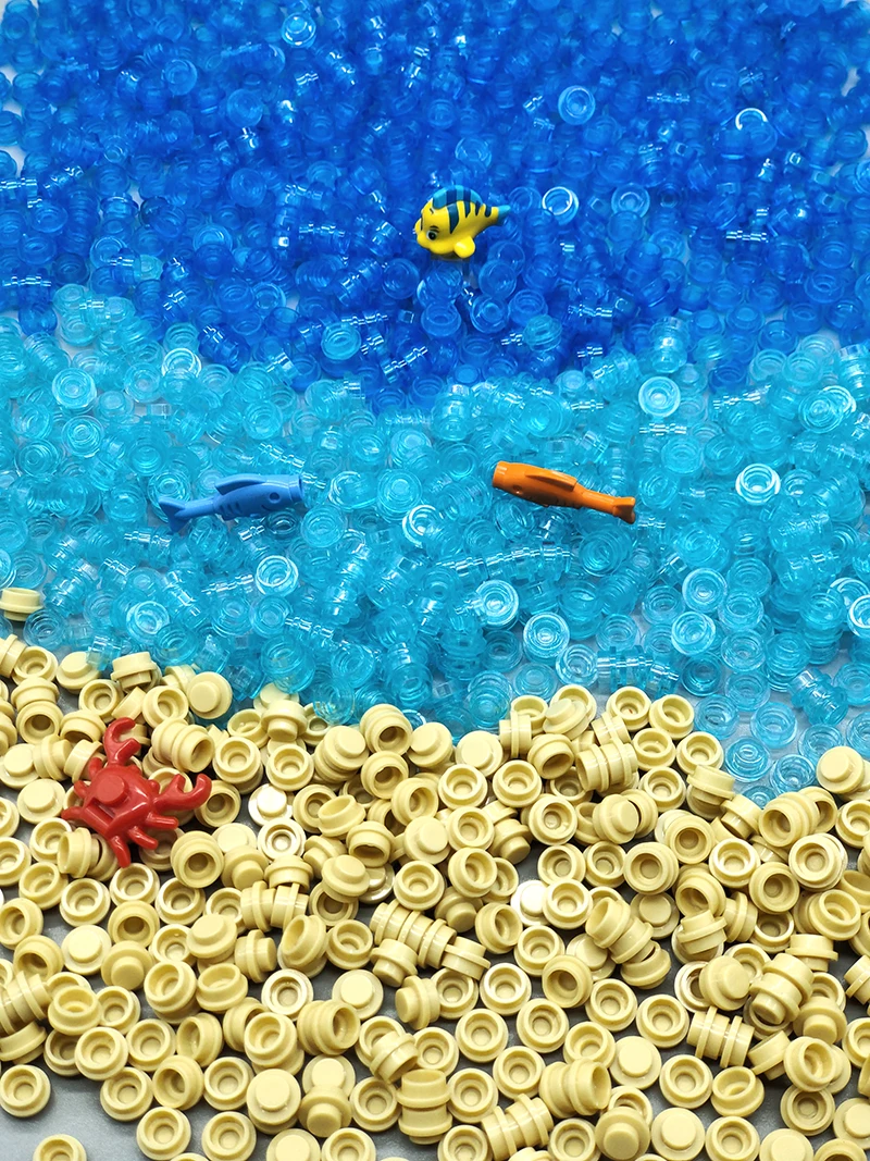 Kompatibel mit LEGO MOC Kleine Ziegel 6141 Platte 1x1 Runde transparente Bausteine Ozean Meereslandschaft Meerwasser Teile DIY Spielzeug – Detail 4
