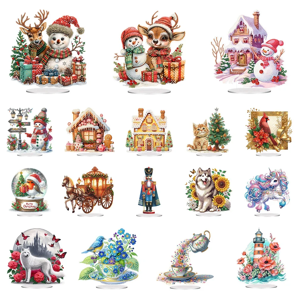 

Special Shape Christmas Desktop Diamond Art Kits Acrylic 5D DIY Diamond Art Tabletop Decorations Diamond Painting Desktop Decors