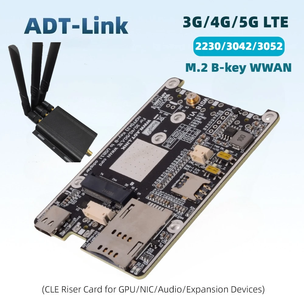 M.2 B-Key WWAN 5G IoT Card Slot To USB 3.1 Type-C 4G LTE 5G Module Unicom Mobile Telecom Modular Adapter Card for 2230/3042/3052