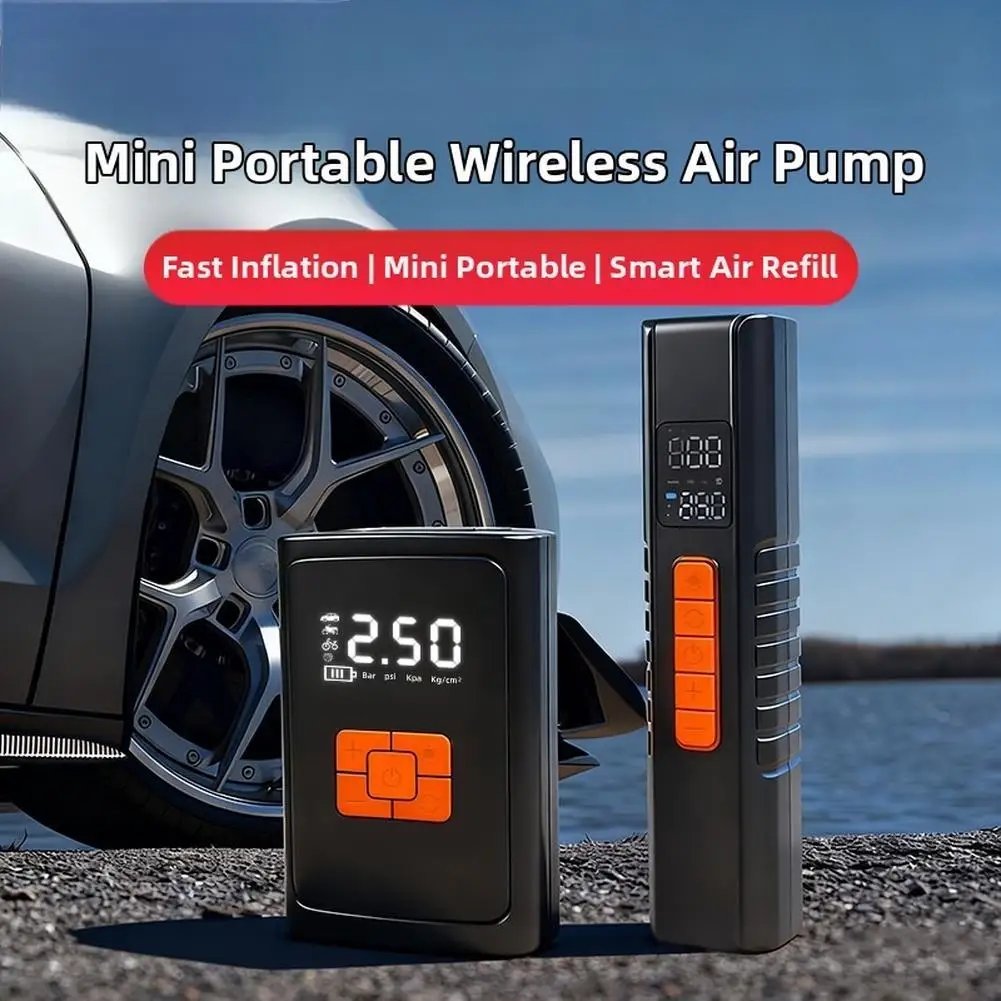 

1pcs Car Portable Wireless Air Pump For Car Tires Digital Display With Power Bank Maintenance Tools