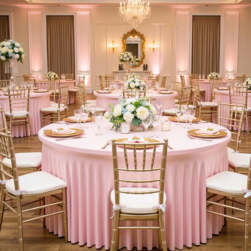 Elastic Solid Color Round Skirt Tablecloth Creative Jellyfish Table Cover for Wedding Party Hotel Banquet Soft Home Accessories