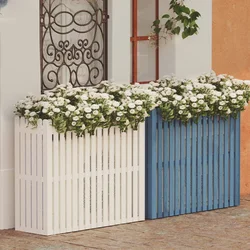 Decorative Wooden Air Conditioning Cover, Anticorrosive Furniture for Balcony, Multi-functional Beautifying Rack