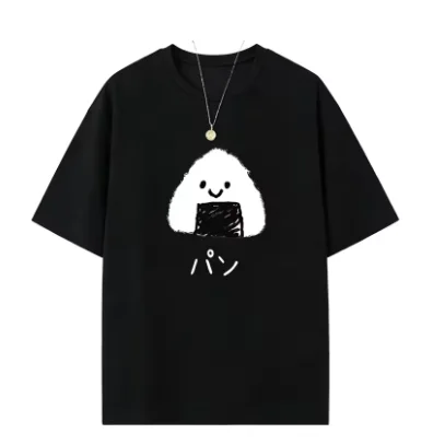 Camisetas de algodón con estampado de granos de arroz para hombre y mujer, camisetas de verano con cuello redondo y manga corta a la moda