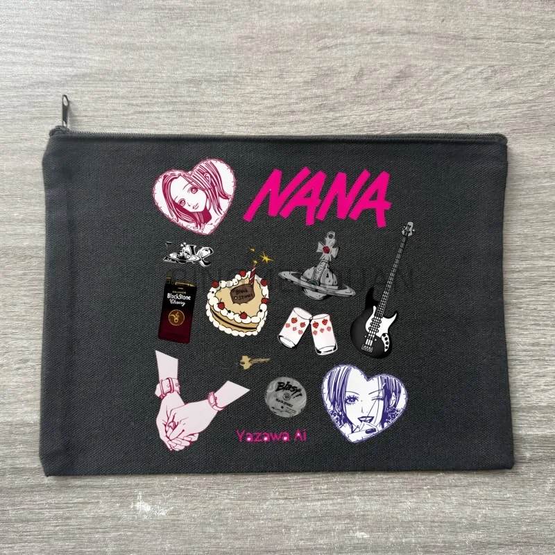 Saitama Graphics Print Canvas Bag New Lipstick Perfume Black Cosmetic Bag Organizer Office Supplies Sundry Zipper