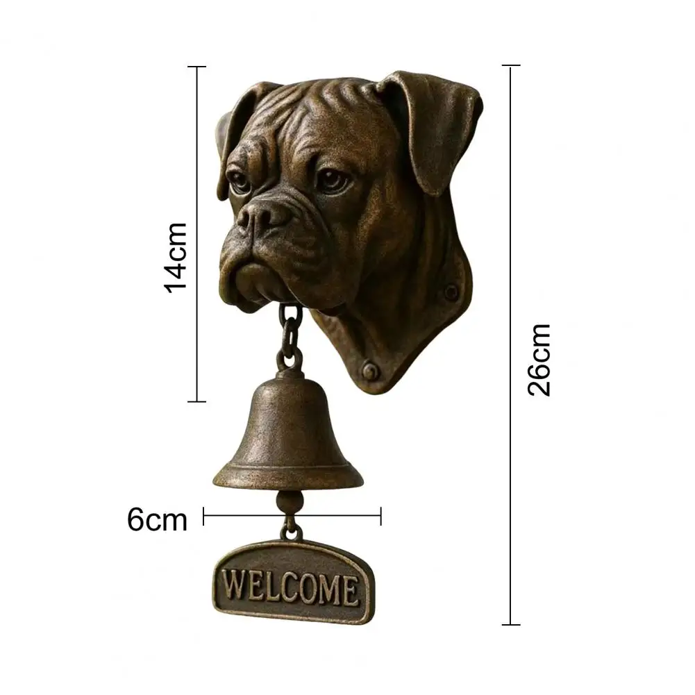 Retro Dog Welcome Doorbell Dog-Shaped Front Door Chime Bell Animal-Themed Dinner Bell Entry Wall & Door Decor with Loud Ringing