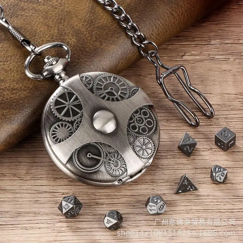 Dice Pocket Watch Dice With Necklace Portable Vintage Steampunk Exquisite Dice For Games Lovers Math Games