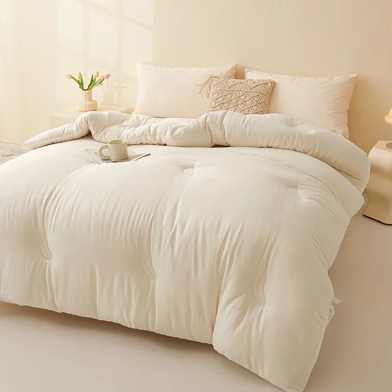 100% Cotton Autumn Winter Warm Quilt Core Soy Fiber Filling Fluffy Soft Comforter Core Solid Color Thick Double Bed Duvet Insert