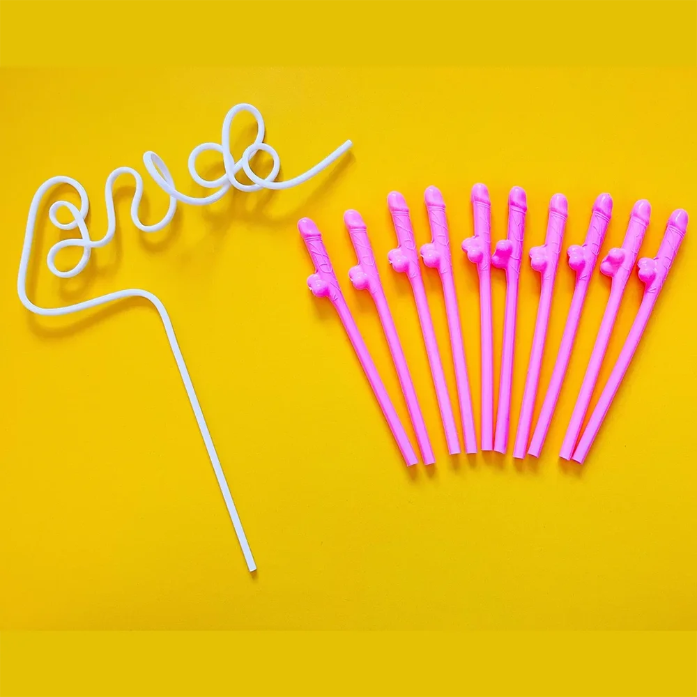 

11PCS Bride & Bridesmaids Reusable Straws Beach Bachelorette Party Supplies Funny Favor Bach Decor Bridesmaid Gift Wedding Decor