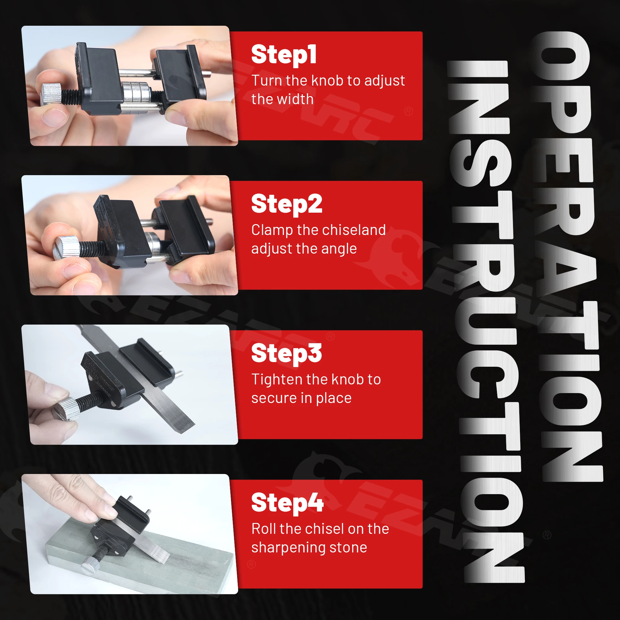 EZARC Adjustable Honing Guide Sharpening Jig for Chisels 1/8