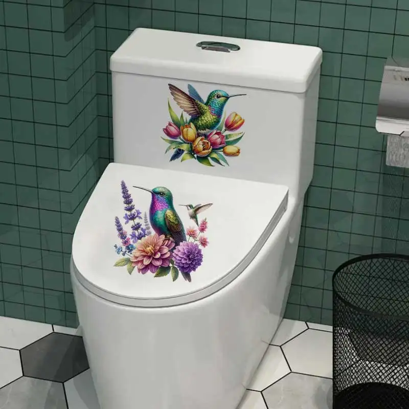 Tropical Hummingbird Flower Wall Stickers Decal for Bathroom Toilet Living Room Cabinet Fridge - Home Decorative Mural AA420 view 5