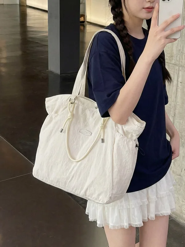 Large Capacity Canvas Tote Bag Simple Fashion Soft Shoulder Handbag Commuter Bag Early Eight Single Strap Backpack