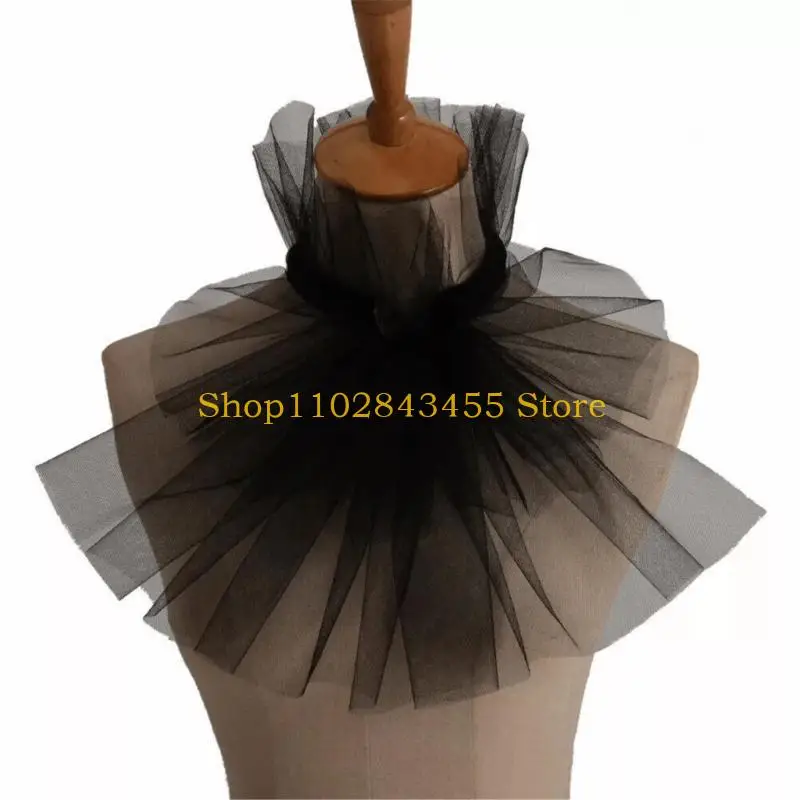 49MC Victorian Rusfled Jabot Faux Collar Collar Collar Mesh Neck Ruff para Fancy Dress Event