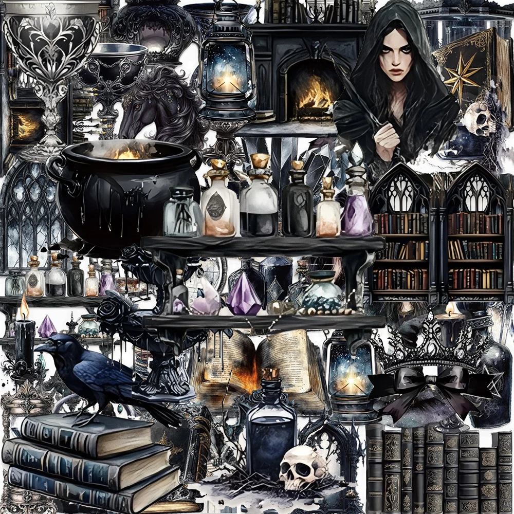 10/30/50 stücke Transparent Dark Magic Hexe Aufkleber Gothic Graffiti Telefon Fall Motorrad Wasserdicht Coole Cartoon Aufkleber Spielzeug