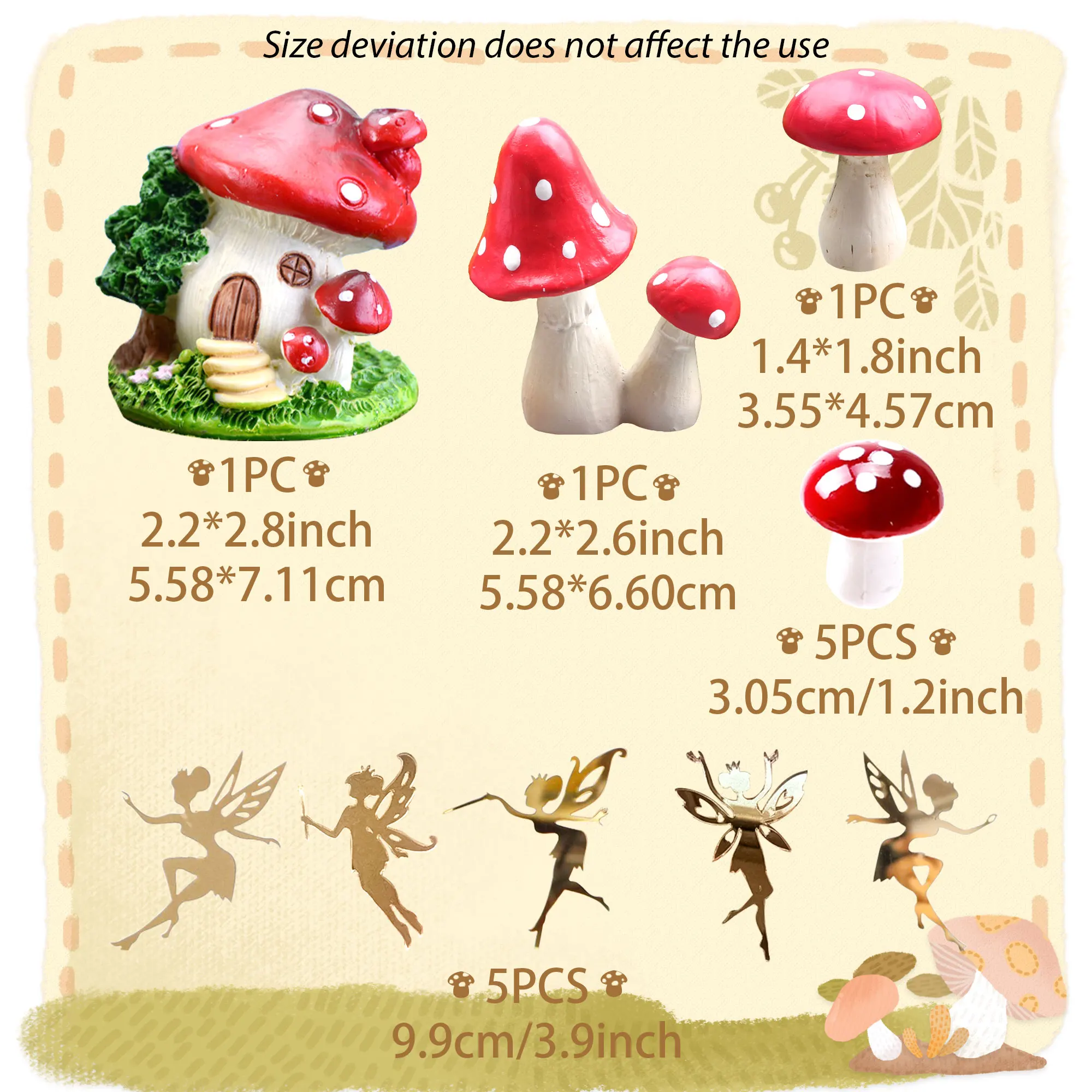 LaVenty Pink Mushroom House Cake Decoration Red Mushroom Cake Decoration Fairy Cake Decoration Garden Fairy Cake Decoration