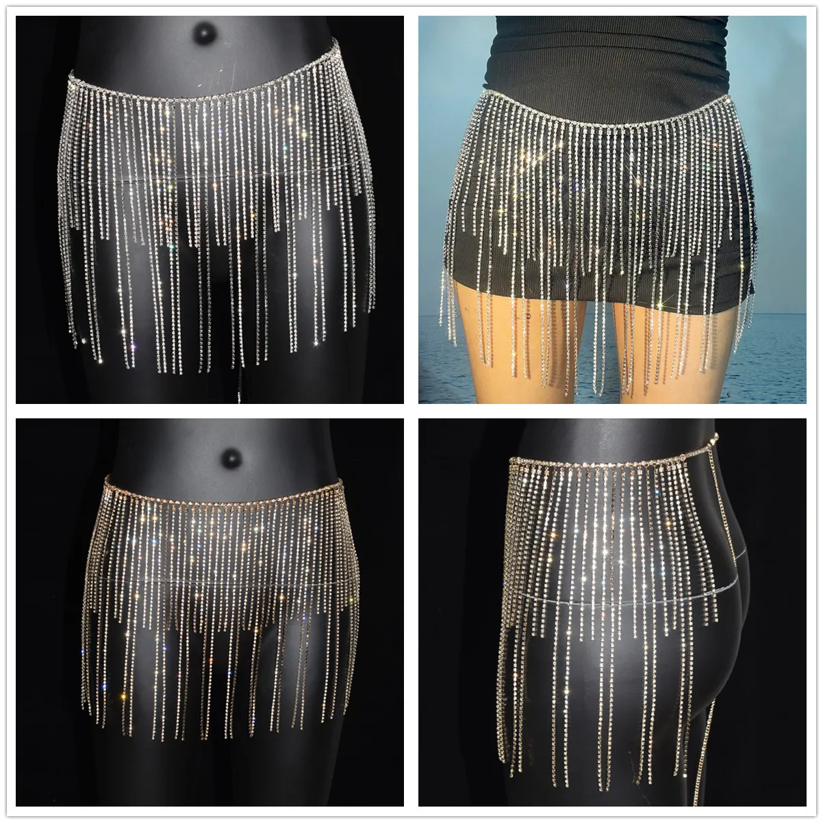 Body sexy Shining Rhinestone Waist chain Skirt Bodysuit women  Fashion Stage Performance Body Chain Outdoor Party Jewelry