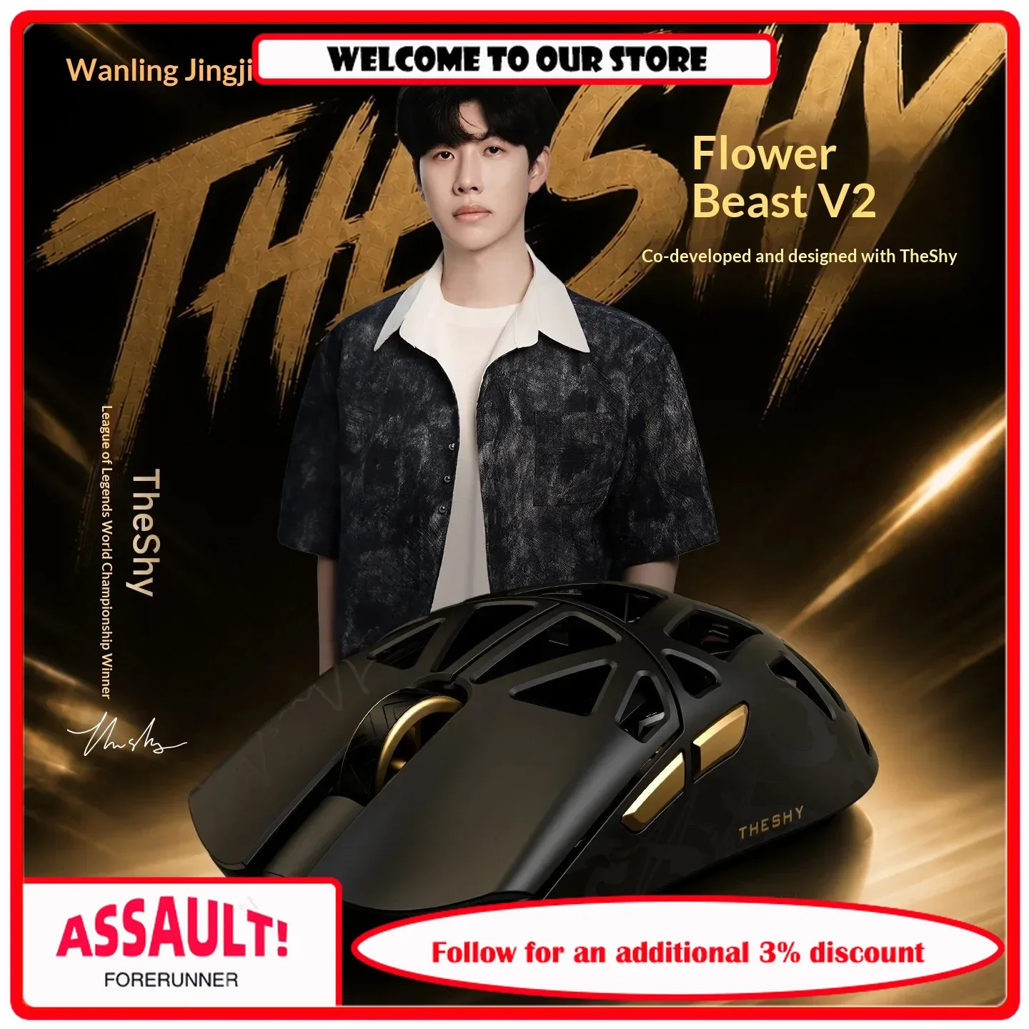 WLMOUSE Beast V2 x TheShy Limited Wireless Gaming Mouse 8K Hz PAW3955HS 45g Magnesium Alloy Gift