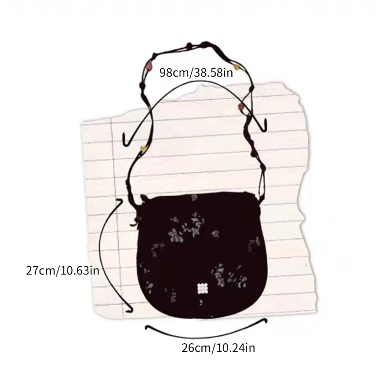 Women Flower Messengers Bag Drawstring Shoulder Bag Wovens Beaded Crossbody Bag