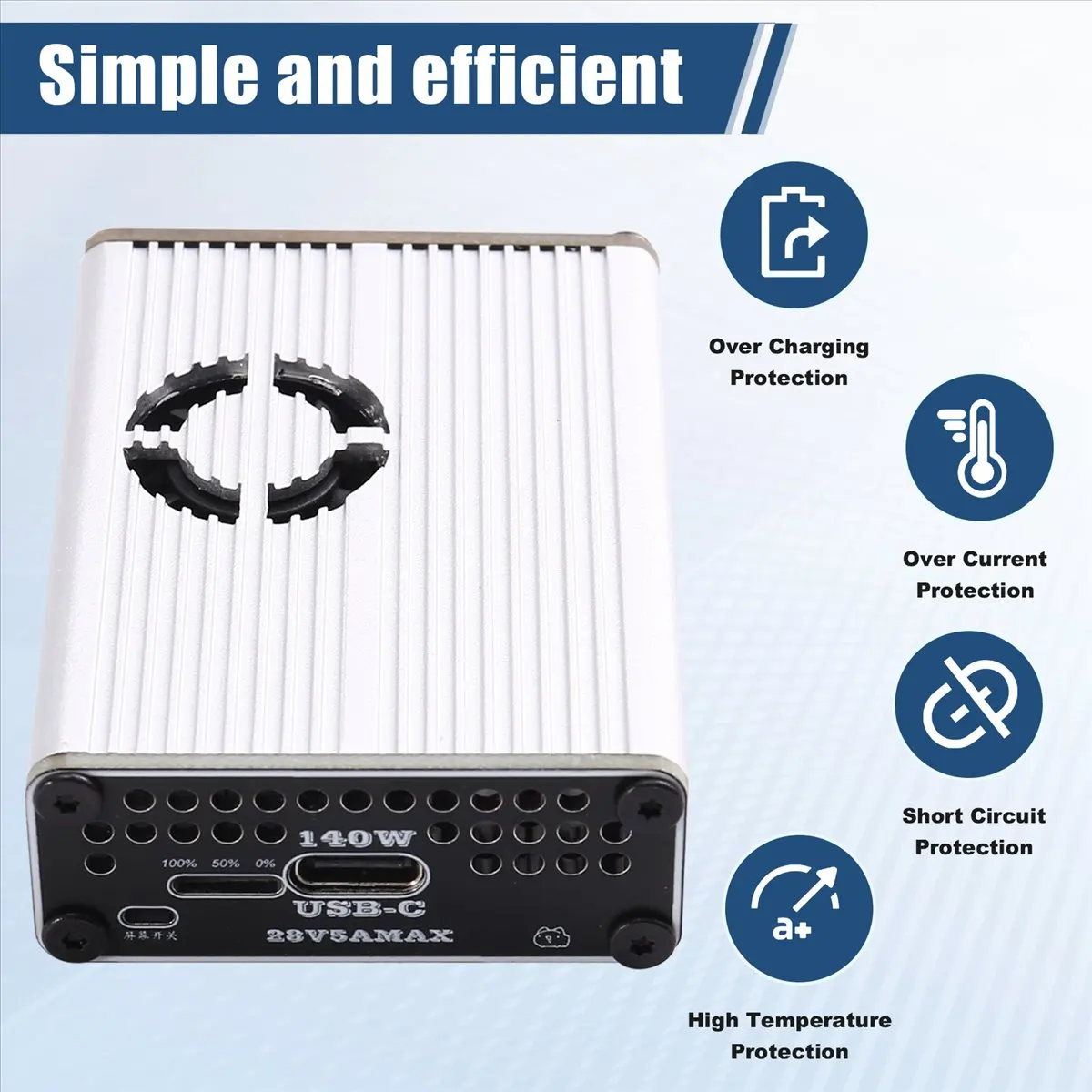 

Y69A PD3.1 140W Двунаправленное быстрое зарядное устройство TYPE C USB 2S с охлаждающим вентилятором для LiFePO4/Li-Ion аккумуляторов - PD3.1/QC4+/DRP Серебристый