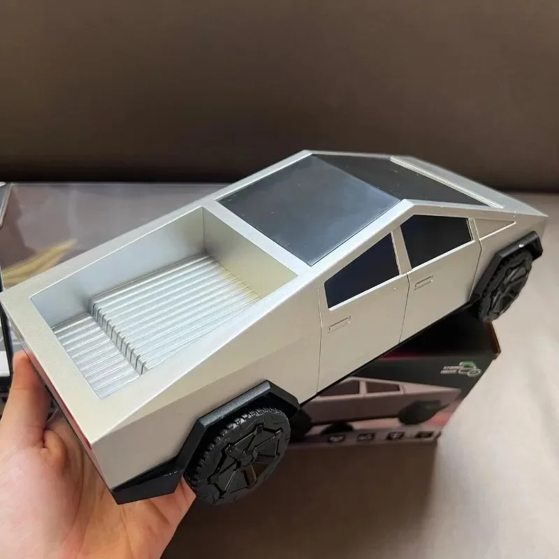 

Toy Trucks for Boys Cybertruck Model Silver Pickup Truck Diecast Metal Toy Cars with Sound and Light