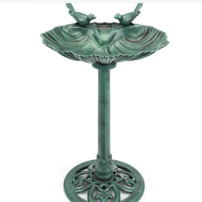 Garden Garden Double-headed Bird Bath, Outdoor Pool View Shell Bird Basin Gardening Ornaments