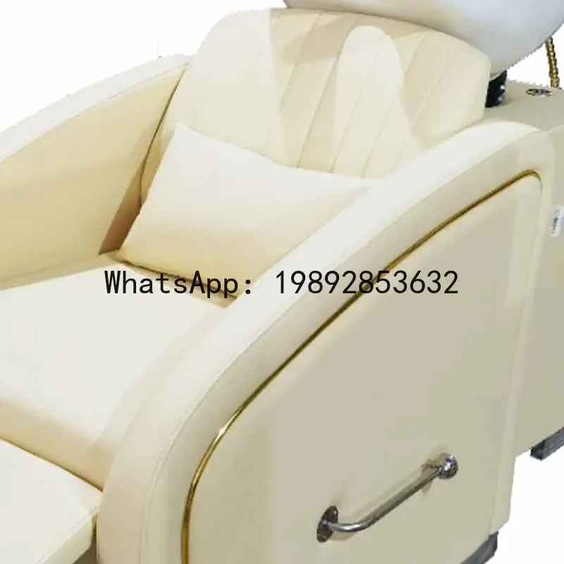 F1  Celebrity Sitting Shampoo Bed with Extendable Stainless Steel Legs, Ceramic Basin, Gold-Plated Faucet, and Flower Wine Pipe