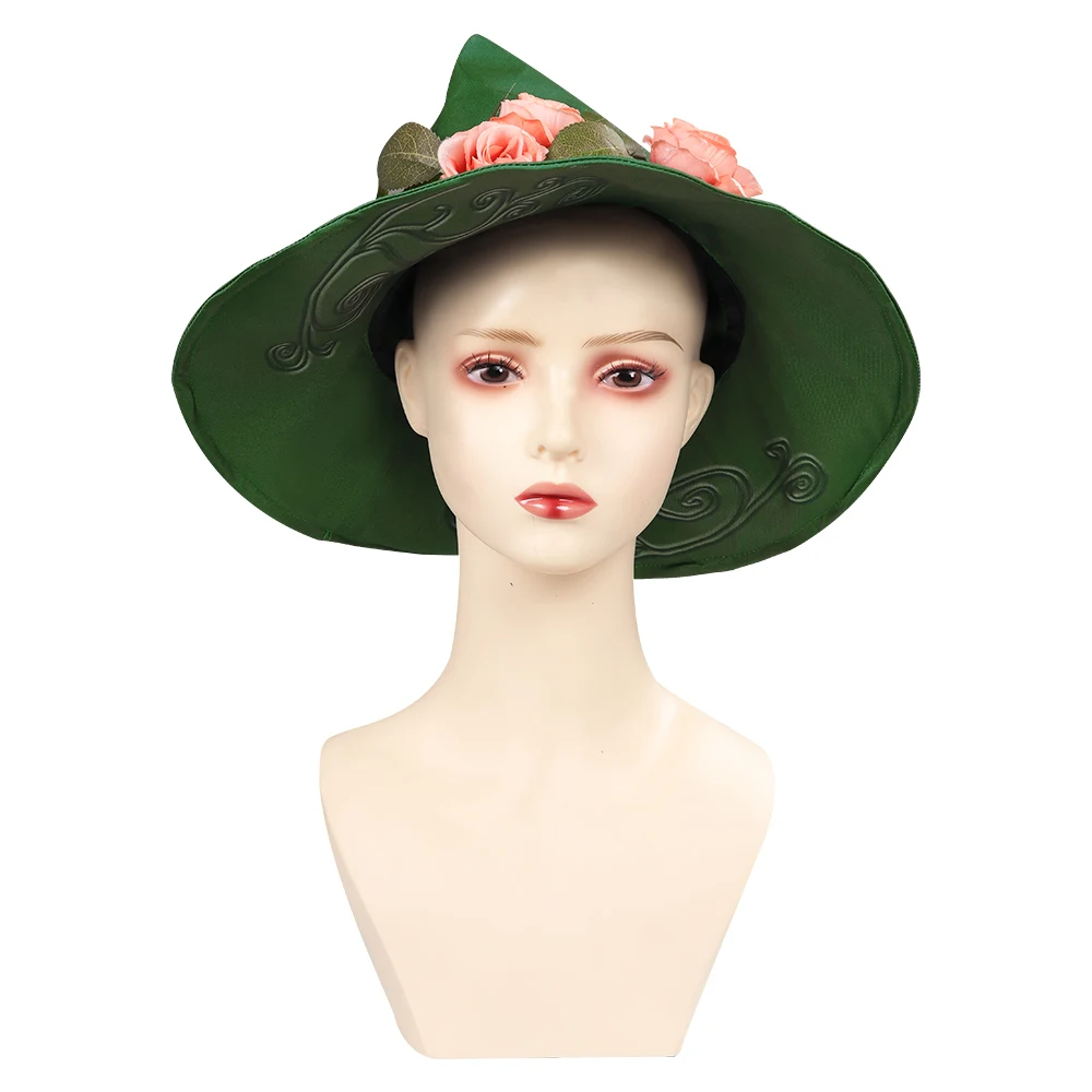 Legacy Professor Mirabel Cosplay Hat Cap Wizard Costume Accessories For Women Girls Role Play Green Pointed Floral Hats Gifts