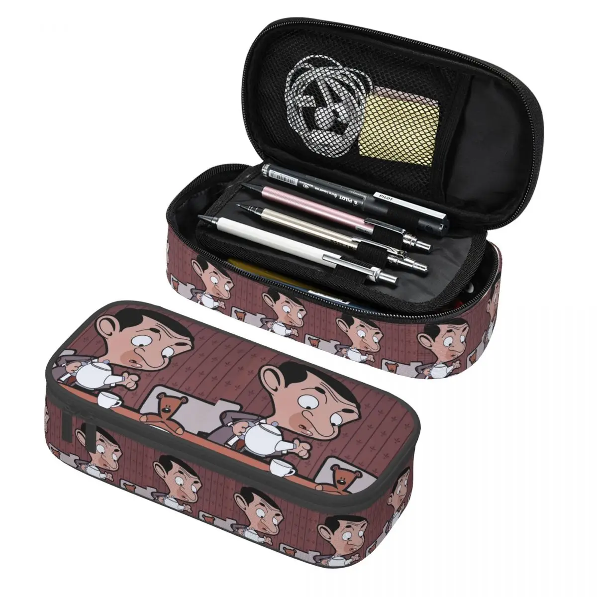 

Mr. Bean Cartoon Pencil Cases Pen Holder Storage Stationery Supplies Big Capacity Pen Box Pencil Bag for Students