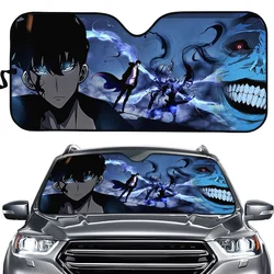 Car Front Window Sun Visors Solo Leveling Print Car Windshield Sunshade Anime Cartoon Window Windscreen Cover Sun Shade Folding
