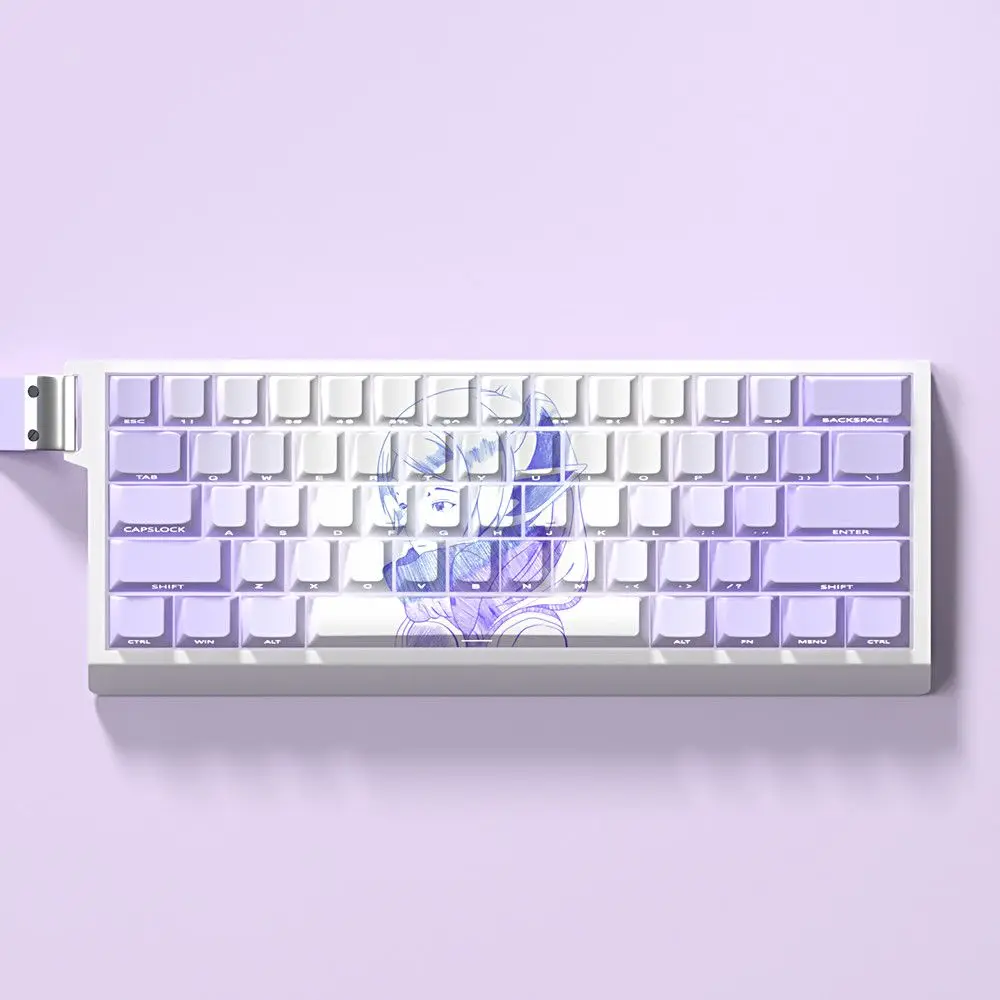 Frieren: Beyond Journey's End Purple Keycap Cherry Profile PBT Side-engraved Wooting EZ63 Mad68 Mechanical Keycaps