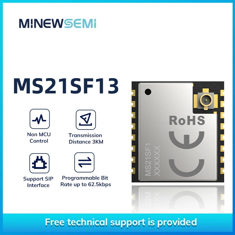 

-146dBm Модуль Lora SX1262 Стабильный экономичный модуль SPI со сверхдальным радиусом действия 5 км MS21SF13 для интеллектуальной системы безопасности