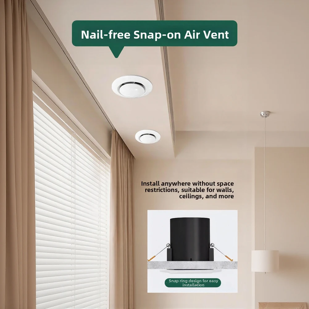 Fresh Air Inlet Ceiling Air Outlet For Home Improvement Optimal Air Circulation Easy Install System ABS Plastic Construction