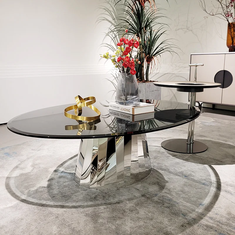 طاولة القهوة الزجاجية غير النظامية ديكور ريفي الحد الأدنى طاولة القهوة المدخل الفاخرة مركز Meuble صالون الأثاث المنزل #3