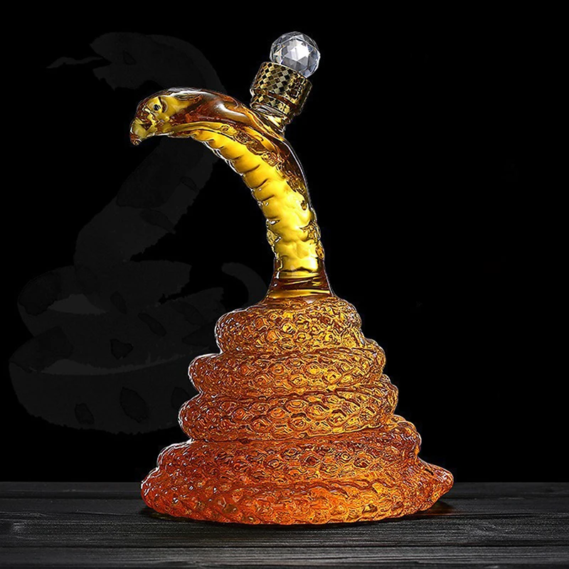 Snake Shaped Wine Bottle 500mI High Borosilicate Glass Process Chinese Zodiac Snake Transparent Empty Bottle Whisky Decanter