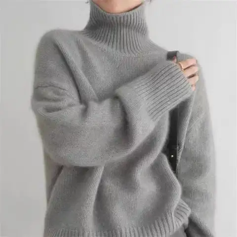 Thickened High-Neck Pullover Sweater - Soft & Chewy, Slouchy Loose Fit, Minimalist Versatile Style, Warm & Cozy