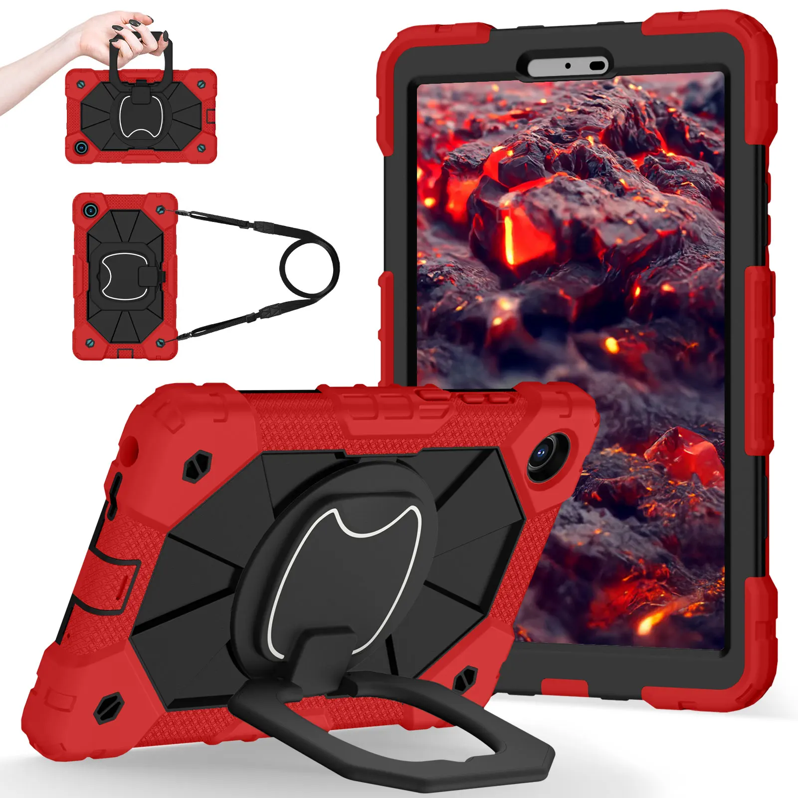 

Детский защитный чехол для Lenovo Tab One 8,7 дюйма K9 TB305FU 2025, противоударный чехол с ручкой и плечевым ремнем