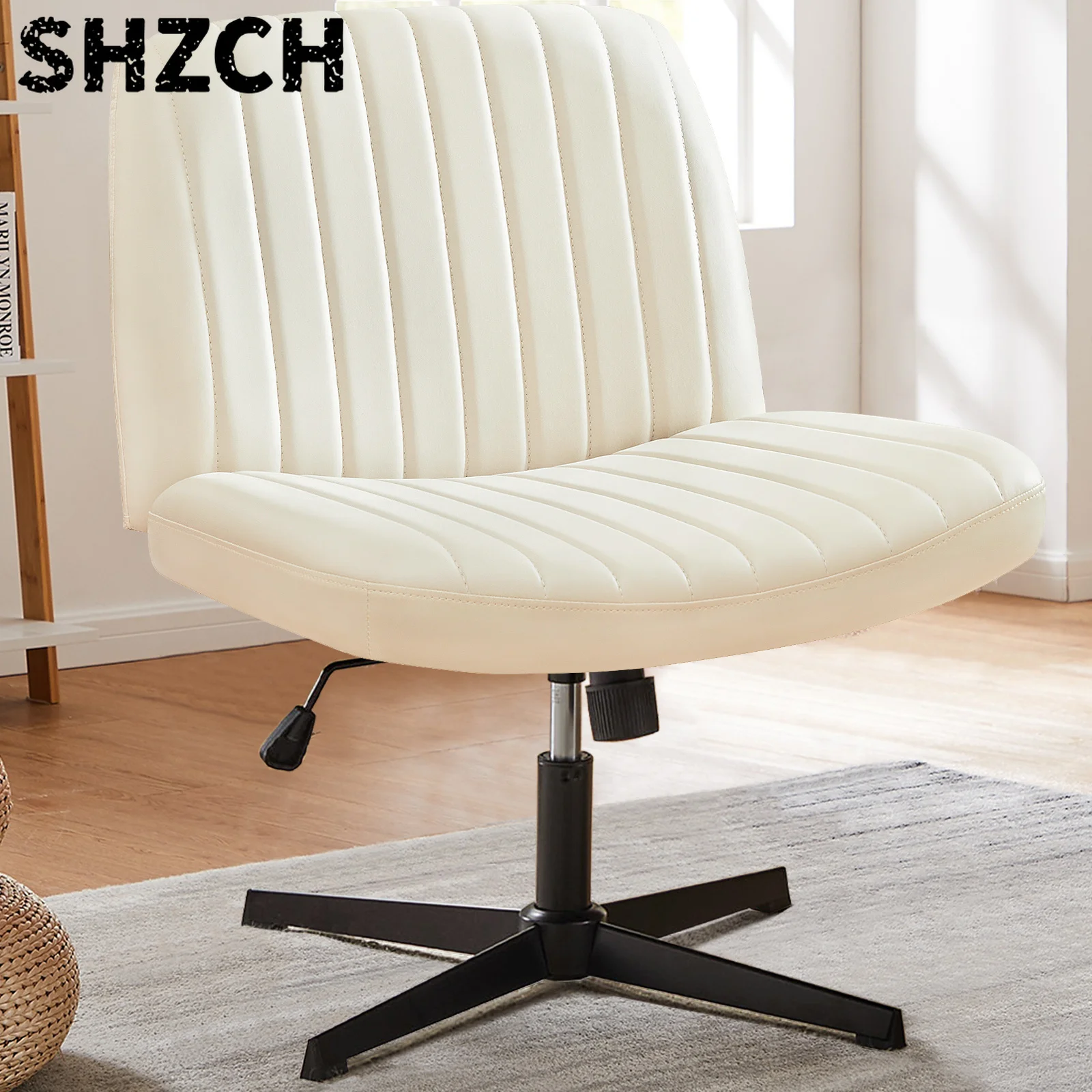 Cross Leg Office Chair Without Armrests Wide Desk Chair With Dual-Purpose Base Adjustable Swivel Home Commercial Office