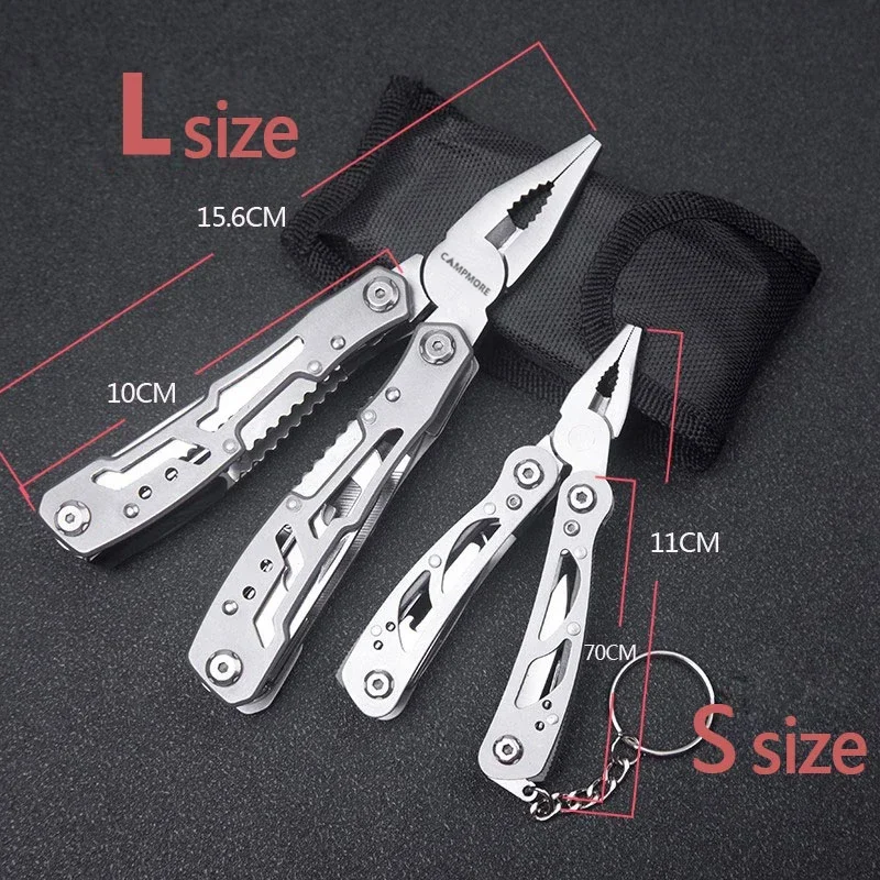 Stainless steel folding multi-purpose tool - with knife and pliers - camping, outdoor, and EDC emergency rescue equipment