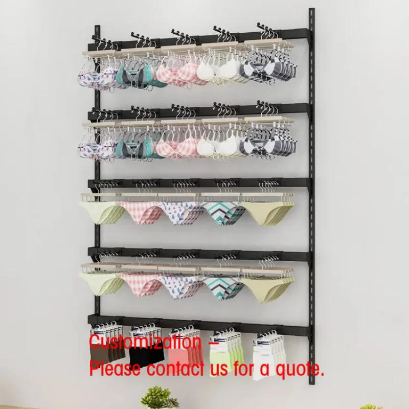 

custom.Adjustable Golden Iron Bra Display Rack Supermarket Wall Hook Shelf Retail Use Underwear and Socks Shelving Sys