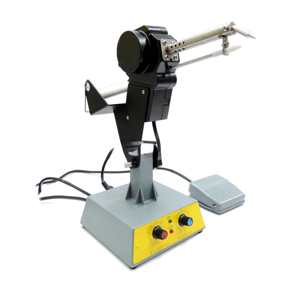 Foot operated soldering machine, soldering gun, automatic tin discharge machine, tin feeder