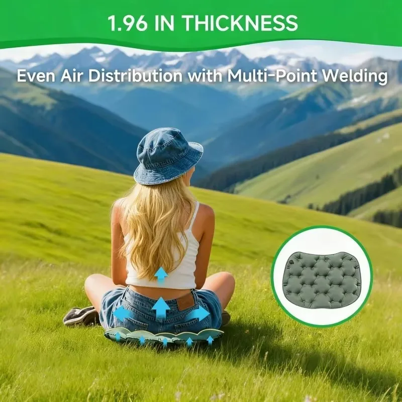 30D Nylon TPU Inflatable Seat Cushion with Silicone Storage Box, Suitable for Camping, Stadium, Travel Fast Delivery