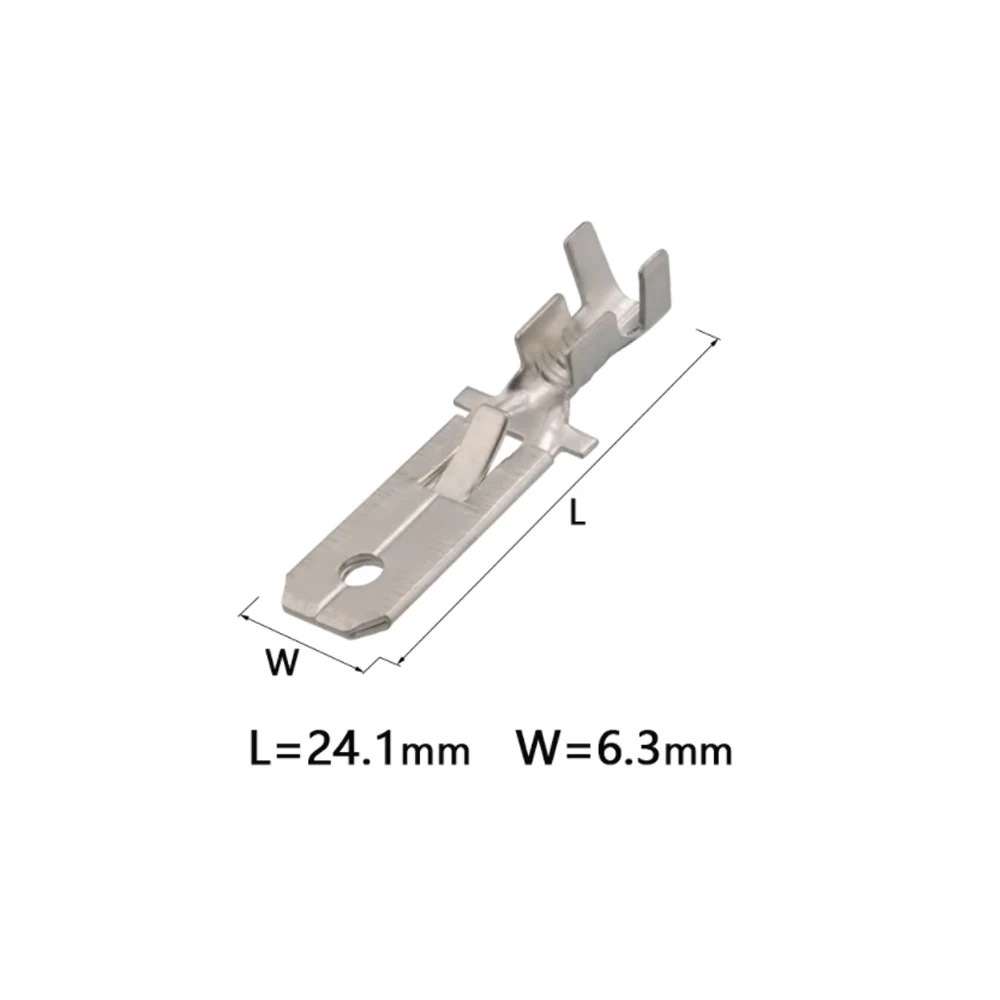 100 PCS 6.3 Series Square Plug Male Terminal Car Wiring Copper Terminal Pin Plug Spring DJ611-6.3A/B/C