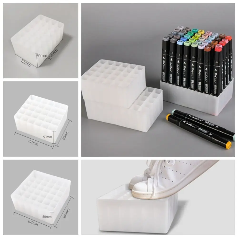 

Pencil Rack 24/30/36/40/48 Slots Marker Pen Storage Holder Large-capacity Waterproof Multifunctional Plastic Student Stationery