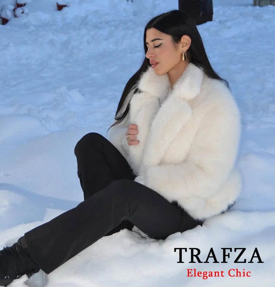 TRAFZAผู้หญิงฤดูใบไม้ร่วงฤดูหนาวFaux Fur Coatขนสัตว์หลวมเสื้อใหม่ 2025 แฟชั่นElegant High StreetหนาWarm Coat