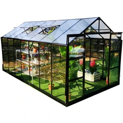 Big Size Agricultural Hydroponic System Aluminium and Polycarbonate Building Material Greenhouses for Garden Flower