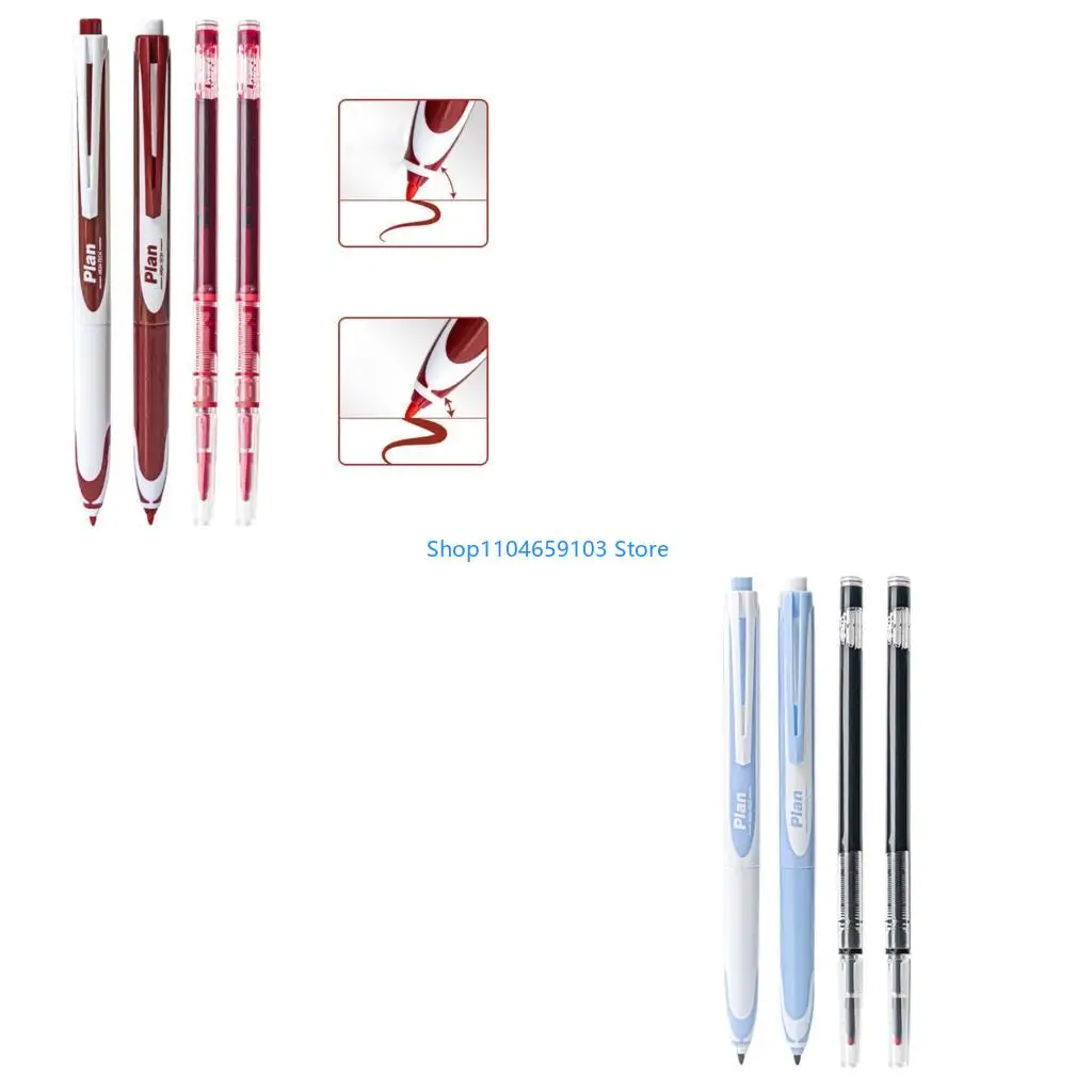 

Pack Of 2 Retractable Gel Pen with 2 Refills For Journaling Writing Noting Quick Drying Gel Inks Pen For Office School