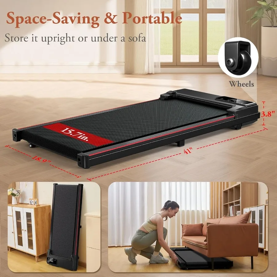 وسادة مشي مع مائل للمساحات الصغيرة المنزلية والاستخدام المكتبي، تصميم محمول تحت المكتب، سعة وزن 300 رطل 2.5 حصان #3
