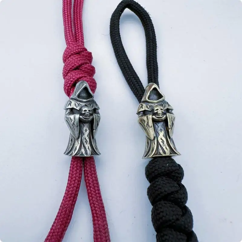 Undead Skull Brass Knife Beads EDC Outdoor DIY Paracord Handmade Woven Lanyard Pendants Umbrella Rope Bracelets Charms Accessory
